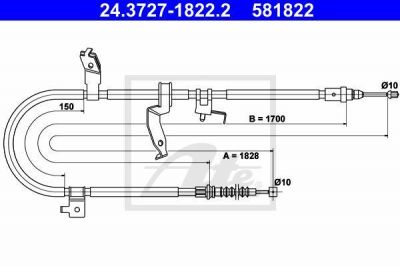 ATE 24.3727-1822.2 трос, стояночная тормозная система на MAZDA 5 (CR19)