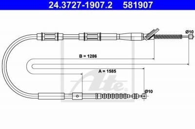 ATE 24.3727-1907.2 трос, стояночная тормозная система на TOYOTA COROLLA Liftback (_E10_)