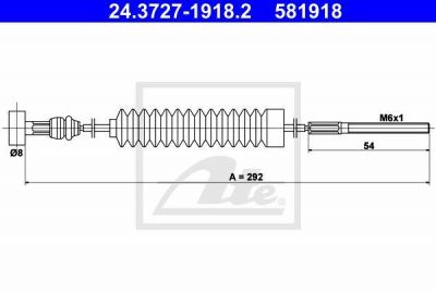 ATE 24.3727-1918.2 трос, стояночная тормозная система на TOYOTA COROLLA Liftback (_E11_)