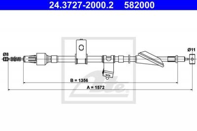 ATE 24.3727-2000.2 трос, стояночная тормозная система на SUZUKI BALENO Наклонная задняя часть (EG)