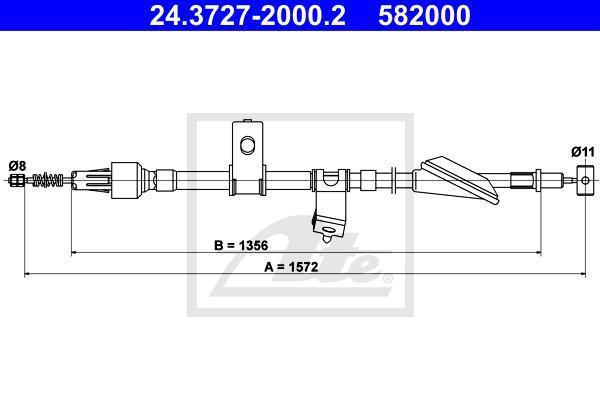 ATE 24.3727-2000.2 трос, стояночная тормозная система на SUZUKI BALENO Наклонная задняя часть (EG)