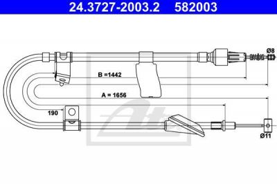 ATE 24.3727-2003.2 трос, стояночная тормозная система на SUZUKI BALENO Наклонная задняя часть (EG)