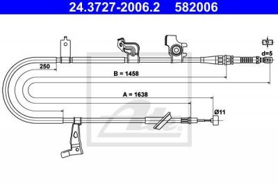 ATE 24.3727-2006.2 трос, стояночная тормозная система на FIAT SEDICI (FY_)