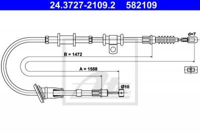 ATE 24.3727-2109.2 трос, стояночная тормозная система на MITSUBISHI CARISMA седан (DA_)