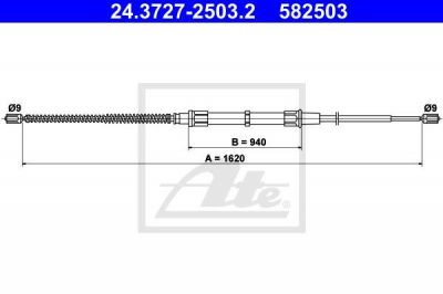 ATE 24.3727-2503.2 трос, стояночная тормозная система на SKODA OCTAVIA Combi (1U5)