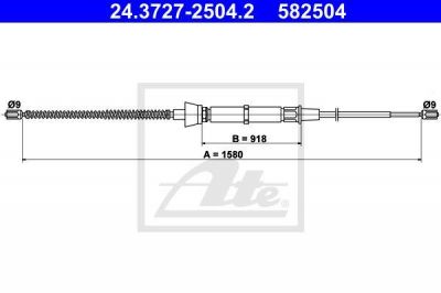 ATE 24.3727-2504.2 трос, стояночная тормозная система на SEAT IBIZA IV (6L1)