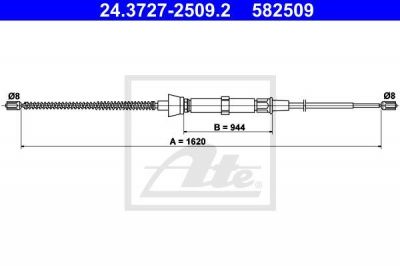 ATE 24.3727-2509.2 трос, стояночная тормозная система на SKODA OCTAVIA Combi (1U5)