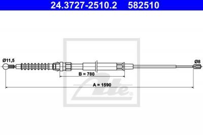 ATE 24.3727-2510.2 трос, стояночная тормозная система на SKODA SUPERB (3T4)