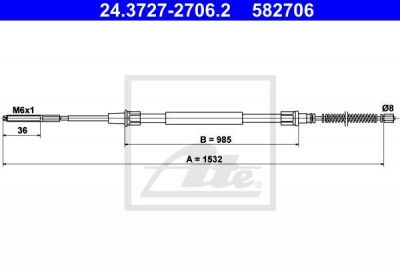 ATE 24.3727-2706.2 трос, стояночная тормозная система на SEAT IBIZA II (6K1)