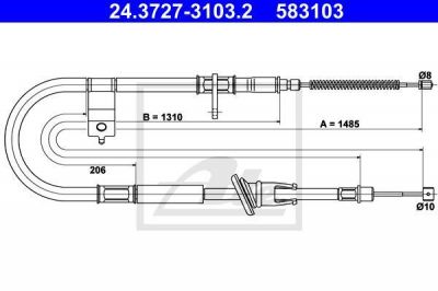 ATE 24.3727-3103.2 трос, стояночная тормозная система на HYUNDAI ACCENT I (X-3)