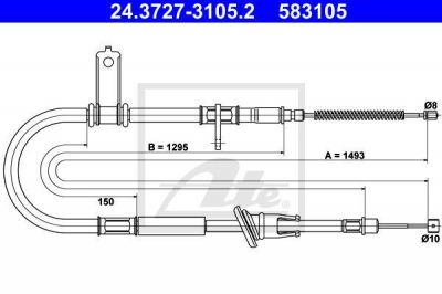 ATE 24.3727-3105.2 трос, стояночная тормозная система на HYUNDAI ACCENT II седан (LC)