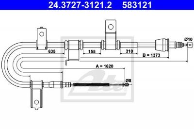 ATE 24.3727-3121.2 трос, стояночная тормозная система на HYUNDAI GETZ (TB)