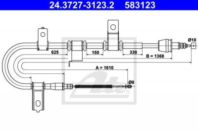 ATE 24.3727-3123.2 трос, стояночная тормозная система на HYUNDAI GETZ (TB)