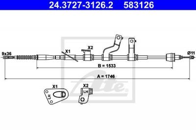 ATE 24.3727-3126.2 трос, стояночная тормозная система на HYUNDAI i30 купе