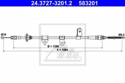 ATE 24.3727-3201.2 трос, стояночная тормозная система на KIA RIO универсал (DC)