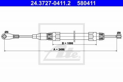 ATE 24.3727.0411.2 Трос стояночного тормоза MB W124 (93-97)