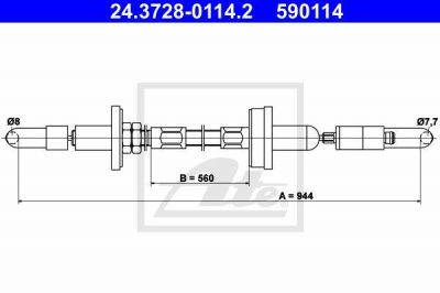 ATE 24.3728-0114.2 трос, управление сцеплением на VW SANTANA (32B)