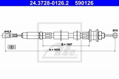ATE 24.3728-0126.2 трос, управление сцеплением на VW LT 28-35 I автобус (281-363)