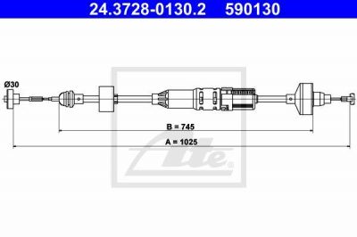 ATE 24.3728-0130.2 трос, управление сцеплением на VW GOLF III (1H1)