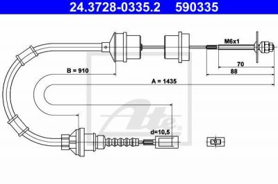 ATE 24.3728-0335.2 трос, управление сцеплением на PEUGEOT BOXER фургон (230L)