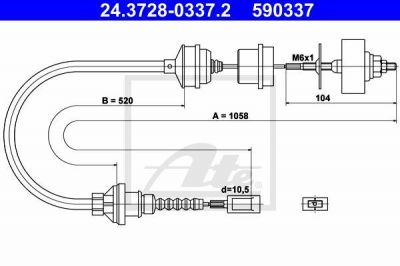 ATE 24.3728-0337.2 трос, управление сцеплением на FIAT DUCATO фургон (230L)