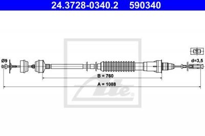 ATE 24.3728-0340.2 трос, управление сцеплением на CITROEN EVASION (22, U6)