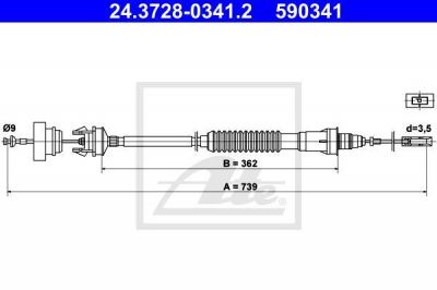 ATE 24.3728-0341.2 трос, управление сцеплением на PEUGEOT EXPERT фургон (222)