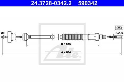 ATE 24.3728-0342.2 трос, управление сцеплением на CITROEN EVASION (22, U6)