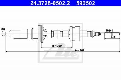 ATE 24.3728-0502.2 трос, управление сцеплением на FIAT TIPO (160)