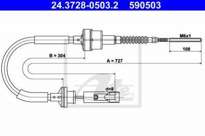ATE 24.3728-0503.2 трос, управление сцеплением на FIAT TIPO (160)