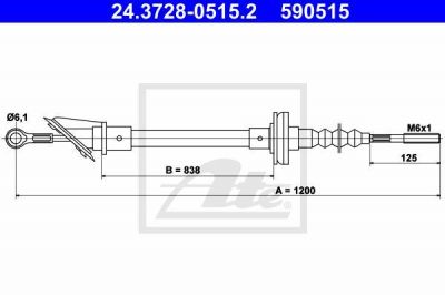 ATE 24.3728-0515.2 трос, управление сцеплением на FIAT DUCATO Panorama (280)