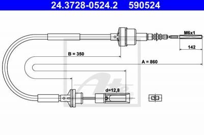 ATE 24.3728-0524.2 трос, управление сцеплением на FIAT BRAVO I (182)