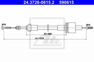 ATE 24.3728-0615.2 трос, управление сцеплением на FORD ESCORT III (GAA)