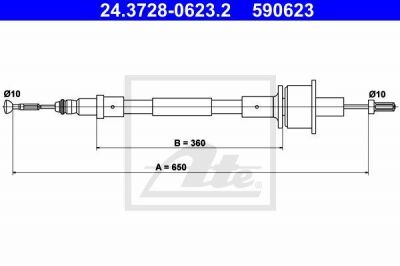 ATE 24.3728-0623.2 трос, управление сцеплением на FORD FIESTA фургон (FVD)