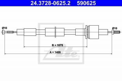 ATE 24.3728-0625.2 трос, управление сцеплением на FORD SCORPIO I (GAE, GGE)