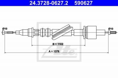 ATE 24.3728-0627.2 трос, управление сцеплением на FORD TRANSIT c бортовой платформой/ходовая часть (E_ _)