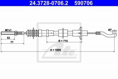 ATE 24.3728-0706.2 трос, управление сцеплением на OPEL REKORD E (17_-19_, 11_, 14_, 16_)