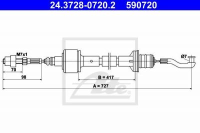 ATE 24.3728-0720.2 Трос, управление сцеплением