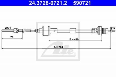 ATE 24.3728-0721.2 трос, управление сцеплением на OPEL TIGRA (95_)