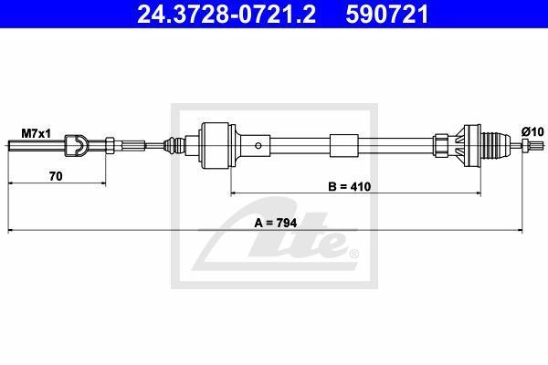 ATE 24.3728-0721.2 трос, управление сцеплением на OPEL TIGRA (95_)