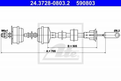 ATE 24.3728-0803.2 трос, управление сцеплением на PEUGEOT 205 I (741A/C)