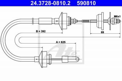 ATE 24.3728-0810.2 трос, управление сцеплением на PEUGEOT 309 II (3C, 3A)