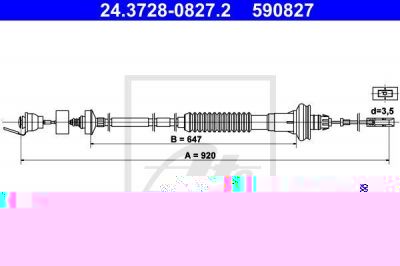 ATE 24.3728-0827.2 трос, управление сцеплением на PEUGEOT 206 SW (2E/K)