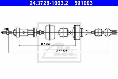 ATE 24.3728-1003.2 трос, управление сцеплением на RENAULT 21 универсал (K48_)