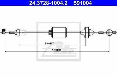 ATE 24.3728-1004.2 трос, управление сцеплением на RENAULT CLIO I (B/C57_, 5/357_)