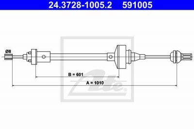 ATE 24.3728-1005.2 трос, управление сцеплением на RENAULT 19 I (B/C53_)