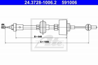 ATE 24.3728-1006.2 трос, управление сцеплением на RENAULT SUPER 5 (B/C40_)