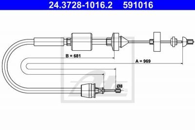 ATE 24.3728-1016.2 трос, управление сцеплением на NISSAN KUBISTAR фургон (X80)