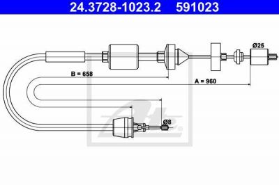 ATE 24.3728-1023.2 трос, управление сцеплением на RENAULT CLIO II (BB0/1/2_, CB0/1/2_)