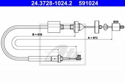 ATE 24.3728-1024.2 трос, управление сцеплением на RENAULT SCЙNIC I (JA0/1_)